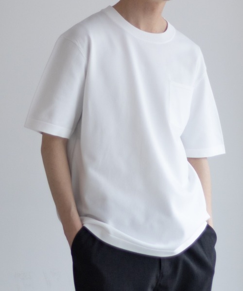 NAVY tシャツ 軽量 速乾 胸ポケ付き ニットTシャツ メンズ レディース