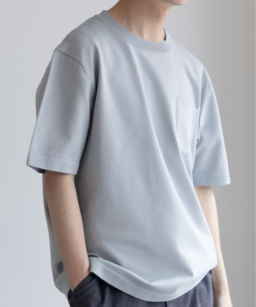 NAVY tシャツ 軽量 速乾 胸ポケ付き ニットTシャツ メンズ レディース
