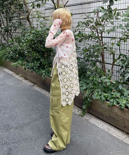 ベスト ジレ 「She desires...」ワンショルダークロシェ編みベスト レディース CIAOPANIC ベスト ジレ 「She desires」ワンショルダー
