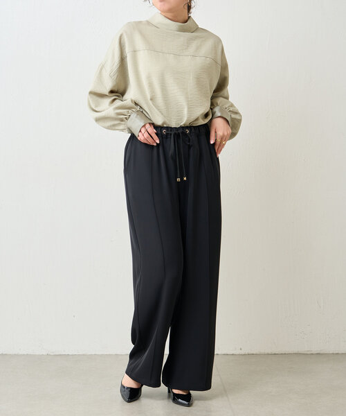 新品 ジェナ エスパスメルヴェイユ　スタンドネックロングブラウス ブラック 新品 ジェナ エスパスメルヴェイユ スタンドネックロングブラウス