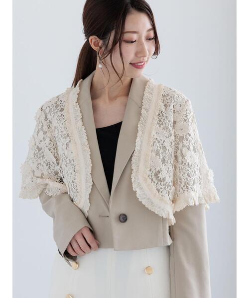 Te chichi ジャケット ノーカラージャケット レースボレロ