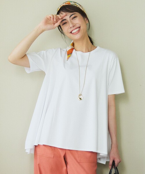 23区 25ss 【GLOW6月号掲載】スムースデザイン フレア Tシャツ 23区 tシャツ 「GLOW6月号掲載/汗じみ防止」スムースデザイン