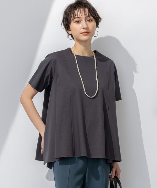 23区 25ss 【GLOW6月号掲載】スムースデザイン フレア Tシャツ 23区 tシャツ 「GLOW6月号掲載/汗じみ防止」スムースデザイン