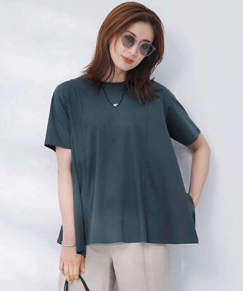 23区 25ss 【GLOW6月号掲載】スムースデザイン フレア Tシャツ 23区 tシャツ 「GLOW6月号掲載/汗じみ防止」スムースデザイン