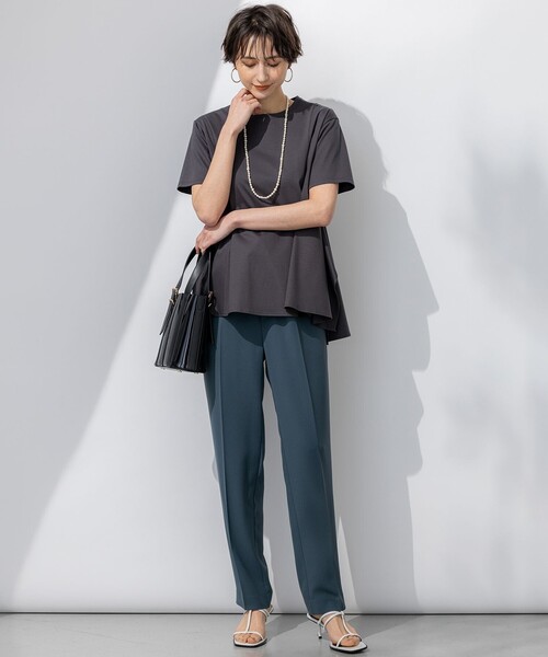 23区 25ss 【GLOW6月号掲載】スムースデザイン フレア Tシャツ 23区 tシャツ 「GLOW6月号掲載/汗じみ防止」スムースデザイン