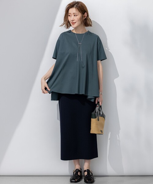 23区 25ss 【GLOW6月号掲載】スムースデザイン フレア Tシャツ 23区 tシャツ 「GLOW6月号掲載/汗じみ防止」スムースデザイン