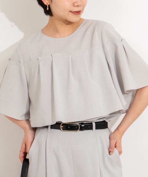 NOLLEY'S ブラウス シャツ 「セットアップ対応」麻調フレア