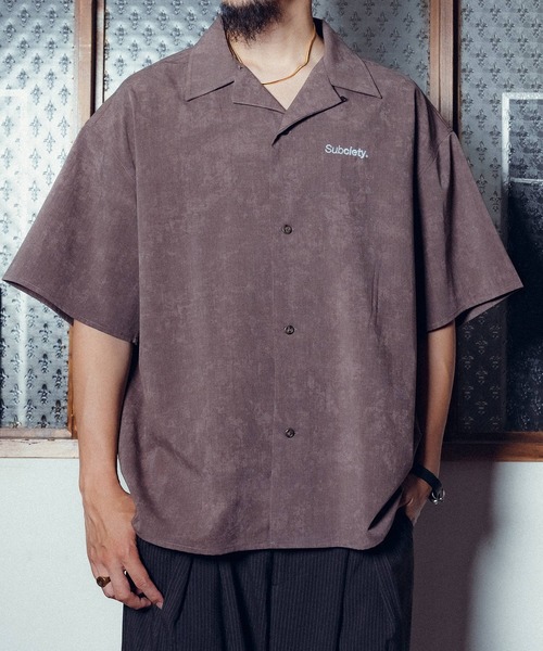 Subciety（サブサエティ） シャツ Faded open collar shirt メンズ