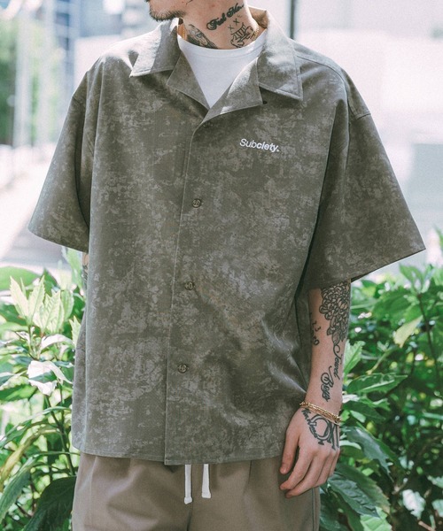 Subciety（サブサエティ） シャツ Faded open collar shirt メンズ