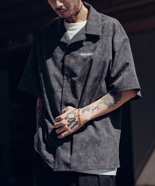 Subciety（サブサエティ） シャツ Faded open collar shirt メンズ