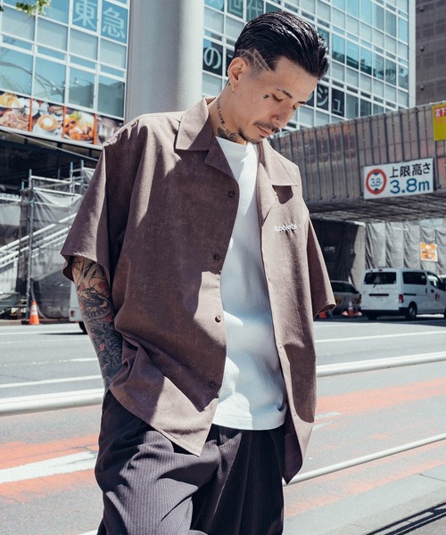 Subciety（サブサエティ） シャツ 半袖 Faded open collar shirt