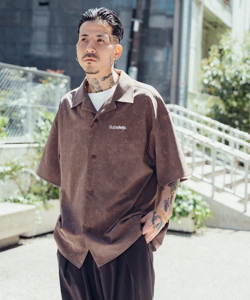 Subciety（サブサエティ） シャツ Faded open collar shirt メンズ