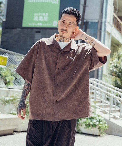 Subciety（サブサエティ） シャツ Faded open collar shirt メンズ