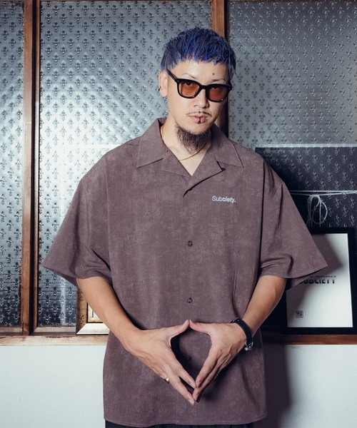 Subciety（サブサエティ） シャツ Faded open collar shirt メンズ