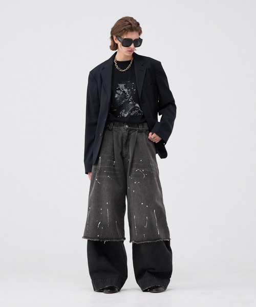 SUDO denim half pt「buggy cut」 デニムハーフパンツ セール】THROW RIPPED HALF DENIM PT/BE リップド ハーフ デニム