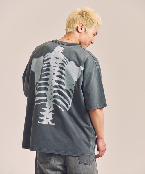 VANSON（バンソン） tシャツ VANSON-SKELTON BONES-Pigment Dyed Tee