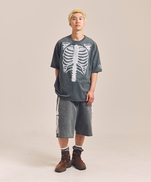 VANSON（バンソン） tシャツ VANSON-SKELTON BONES-Pigment Dyed Tee