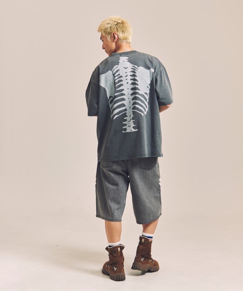 VANSON（バンソン） tシャツ VANSON-SKELTON BONES-Pigment Dyed Tee