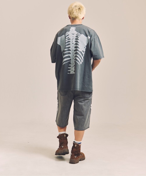 VANSON（バンソン） tシャツ VANSON-SKELTON BONES-Pigment Dyed Tee