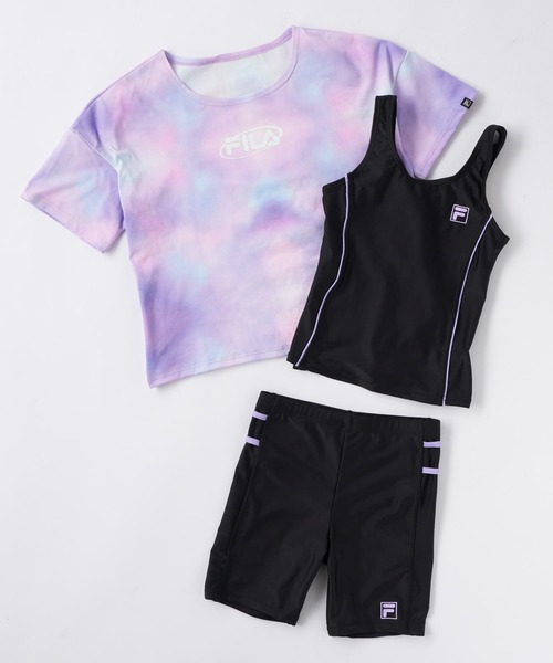 FILA（フィラ） 水着 Tシャツ付きスクール水着 (タンキニ) キッズ 子供