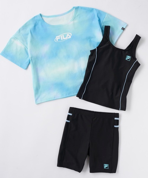 FILA（フィラ） 水着 Tシャツ付きスクール水着 (タンキニ) キッズ 子供