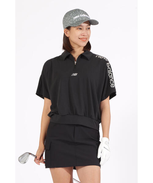 ブラウス シャツ 「new balance golf」UVカット 抗ピル メランジ調 ハーフジップ ビッグ カラーシャツ (WOMENS) レディース