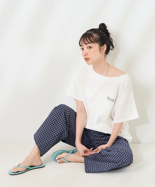tシャツ drawing flower sheer T レディース FREAK'S STORE tシャツ 花刺繍Tシャツ「限定展開」 レディース