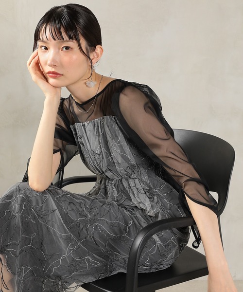 Kana パーティードレス ドレス チュール レース ペプラム ドレス 結婚