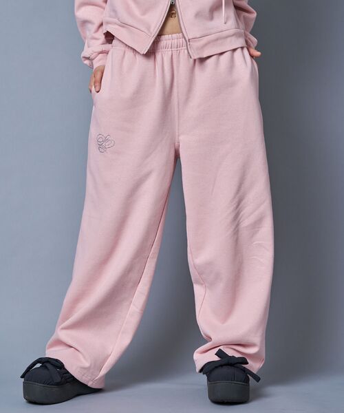 SEQUENZ スウェットセットアップ ピンク SEQUENZE ワイドパンツ パンツ セットアップ対応 / グリッター