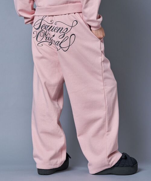 SEQUENZ スウェットセットアップ ピンク SEQUENZE ワイドパンツ パンツ セットアップ対応 / グリッター