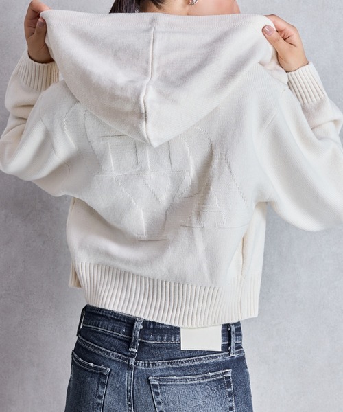 パーカー GYDA ニットショートZIP UPパーカー レディース