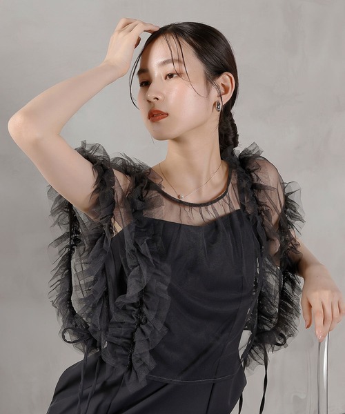 Kana ドレス チュールフリル リボン ボレロ キャミワンピース 2点