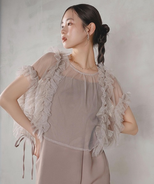 Kana ドレス チュールフリル リボン ボレロ キャミワンピース 2点