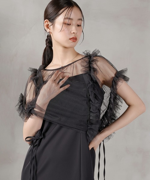 Kana ドレス チュールフリル リボン ボレロ キャミワンピース 2点