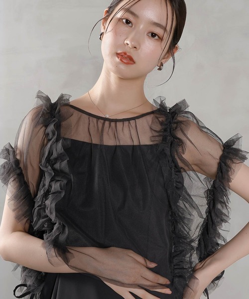 Kana ドレス チュールフリル リボン ボレロ キャミワンピース 2点