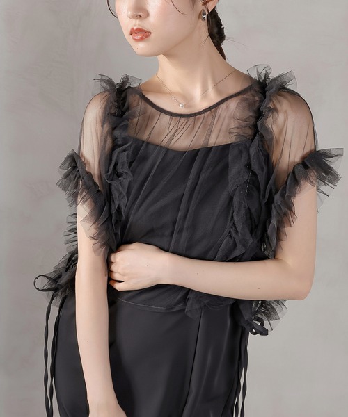 Kana ドレス チュールフリル リボン ボレロ キャミワンピース 2点