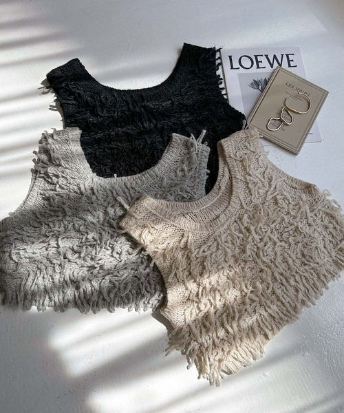 「andme」 「alma design」ニットベスト M チャコールグレー レディース