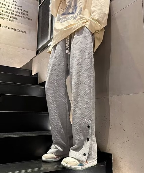 link lot スウェットパンツ ジャージ エンボス加工サイドスナップ