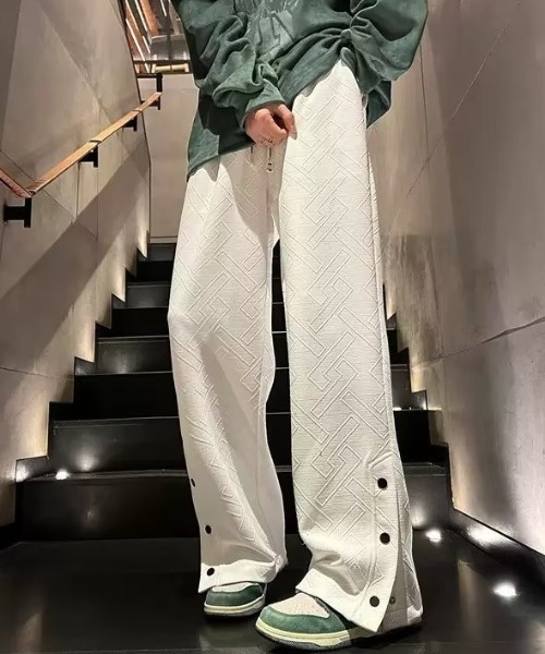 link lot スウェットパンツ ジャージ エンボス加工サイドスナップ