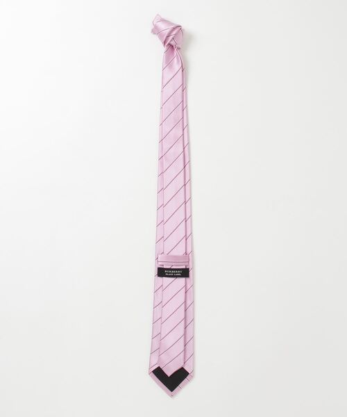 【美品】バーバリーブラックレーベル ネクタイ ピンク系 ストライプ ホースロゴ BURBERRY BLACK LABEL 「BURBERRY LABEL」 ストライプ柄ネクタイ