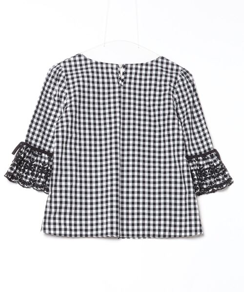 「LAISSE PASSE」 チェック柄7分袖ブラウス 38 ブラック レディース_画像2