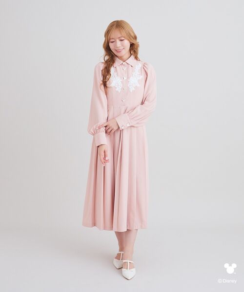 Disney（ディズニー） シャツワンピース ミッキー/レース付きプリーツ