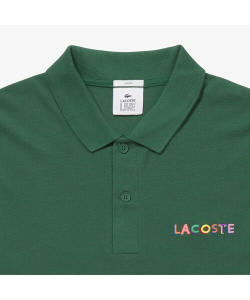 「LACOSTE L!VE」 半袖ポロシャツ S グリーン メンズ_画像2