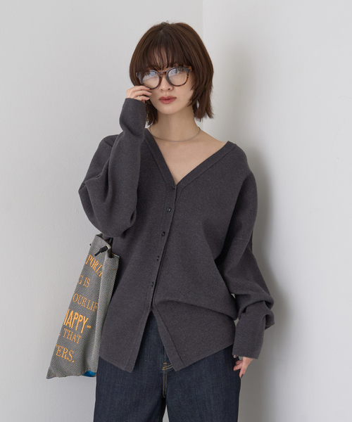 モユル　萌　MOYURU 新品　変形ニットカーディガン モユル 萌 MOYURU 変形ニットカーディガン