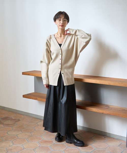 Rouge vif（ルージュ ヴィフ） カーディガン 変形オーバールーズニット