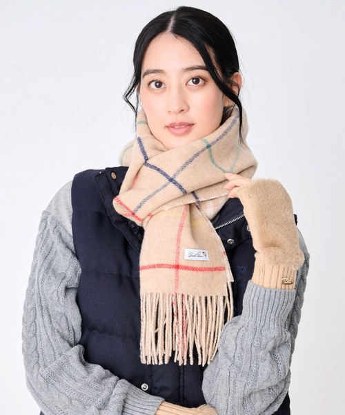 branch様【美品】45R カメリヤのリバーシブルマフラー ウールマフラー BEAMS HEART（ビームス ハート）アクリル リバーシブル マフラー