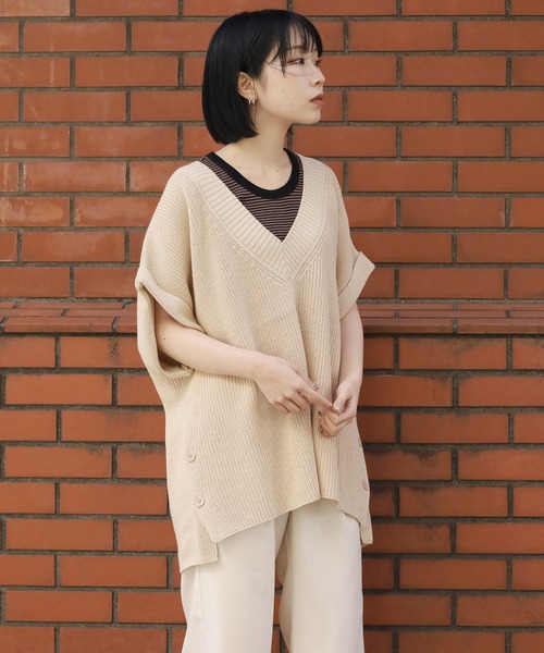 「ROOPTOKYO」 半袖ニット L ブルー メンズ_画像4