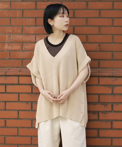 「ROOPTOKYO」 半袖ニット L ブルー メンズ_画像5