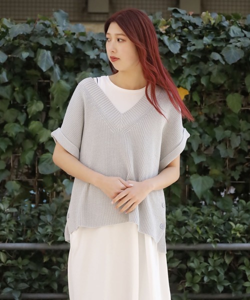 「ROOPTOKYO」 半袖ニット L ブルー メンズ_画像7