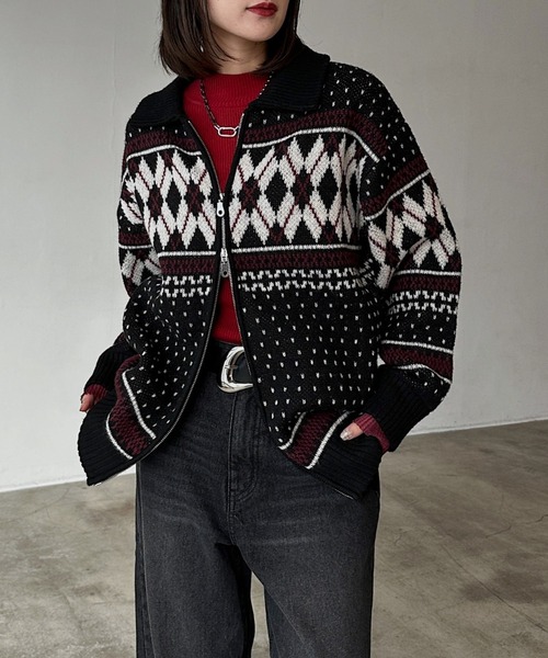 PAGEBOY（ページボーイ） ニット セーター カウチンライクエリツキZIP